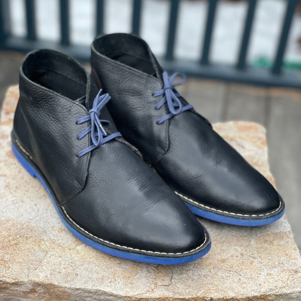 COLE HAAN 11.5M Mens Chukka Boot Tumbled Black Leather